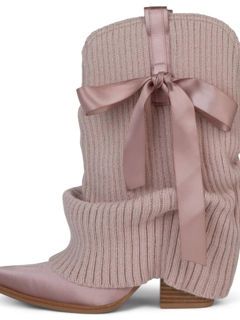 Knitted Cowboy Boots for Women Fold Over Short Cowgirl Boot Slouch Western Mid